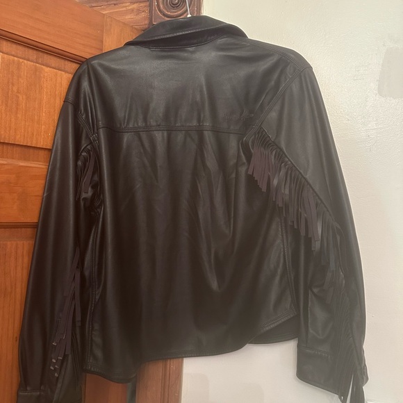 House of Sunny Black Fringe Leather Jacket - Picture 2 of 7